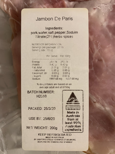 Free Range Jambon De Paris - Self Pickup at Markets Only